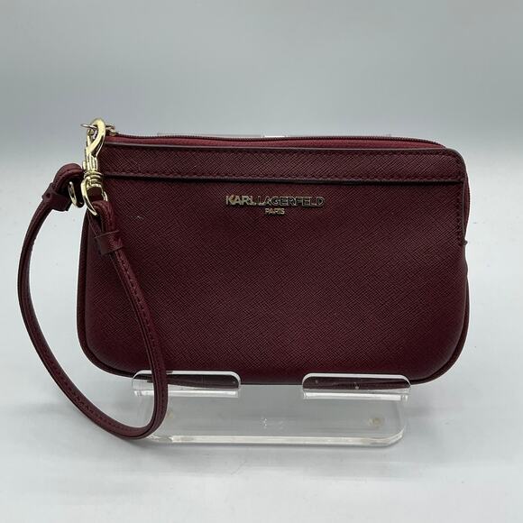 Karl Lagerfeld Wristlet Purse- Maroon - Picture 1 of 6